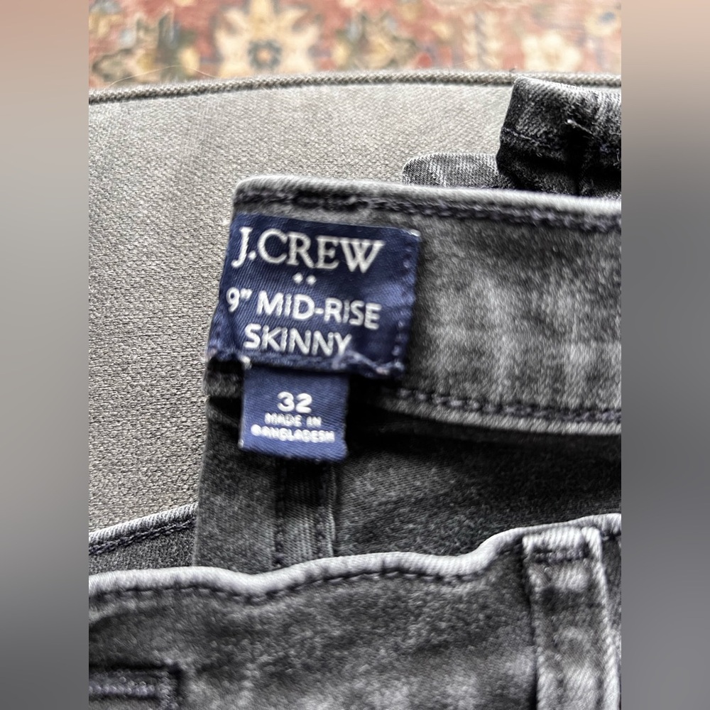 J. Crew Mid Rise Faded Black Skinny 9” rise Jeans
